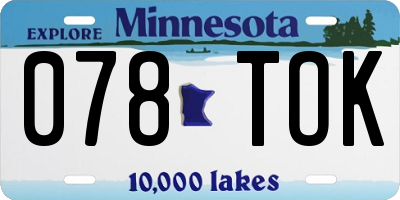 MN license plate 078TOK