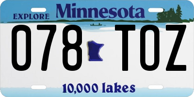 MN license plate 078TOZ