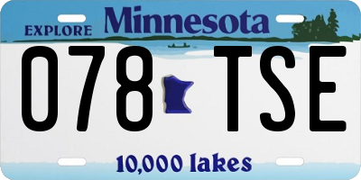 MN license plate 078TSE