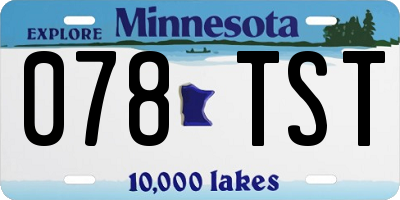 MN license plate 078TST