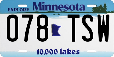 MN license plate 078TSW