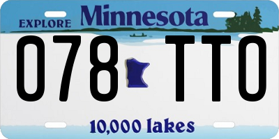 MN license plate 078TTO