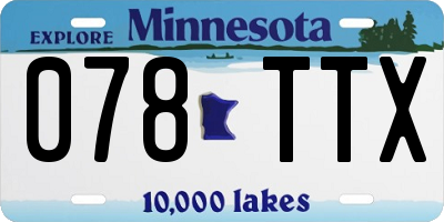 MN license plate 078TTX