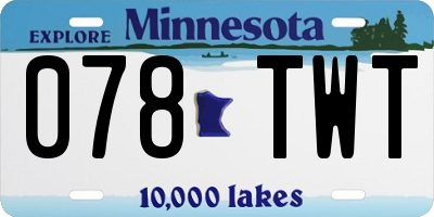 MN license plate 078TWT