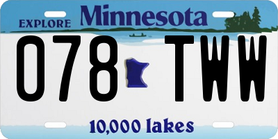 MN license plate 078TWW