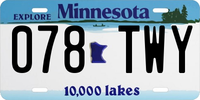 MN license plate 078TWY