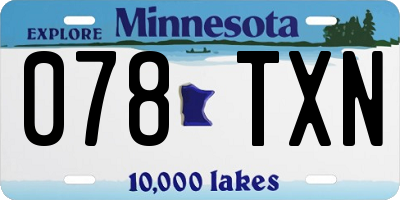 MN license plate 078TXN