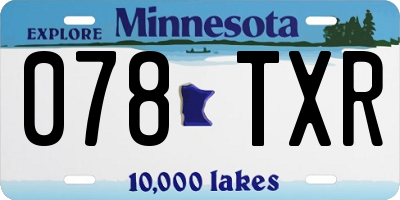 MN license plate 078TXR