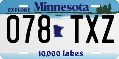 MN license plate 078TXZ