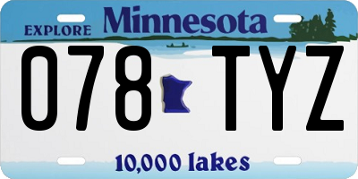 MN license plate 078TYZ