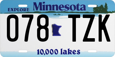 MN license plate 078TZK