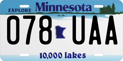 MN license plate 078UAA
