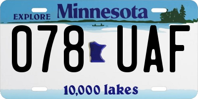 MN license plate 078UAF