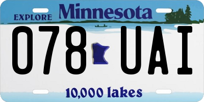 MN license plate 078UAI