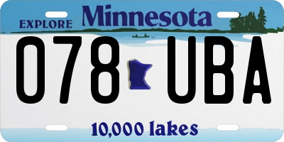 MN license plate 078UBA