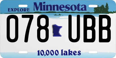 MN license plate 078UBB