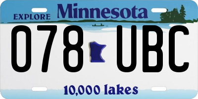 MN license plate 078UBC