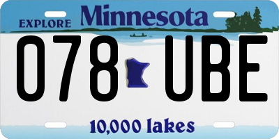 MN license plate 078UBE