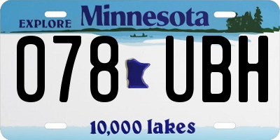 MN license plate 078UBH