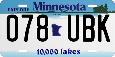 MN license plate 078UBK