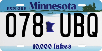 MN license plate 078UBQ