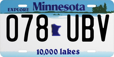MN license plate 078UBV