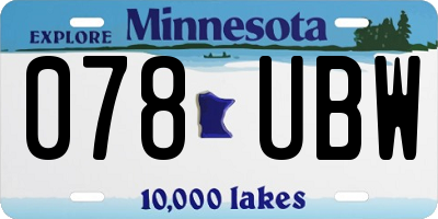 MN license plate 078UBW
