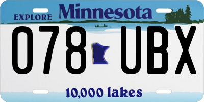 MN license plate 078UBX