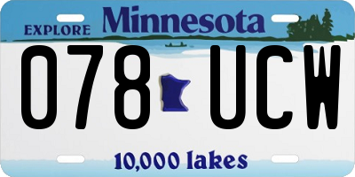 MN license plate 078UCW