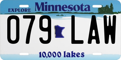 MN license plate 079LAW