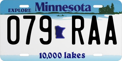 MN license plate 079RAA