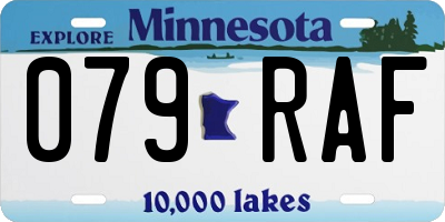 MN license plate 079RAF