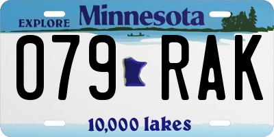 MN license plate 079RAK