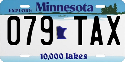 MN license plate 079TAX