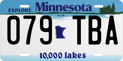 MN license plate 079TBA