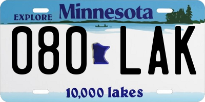MN license plate 080LAK
