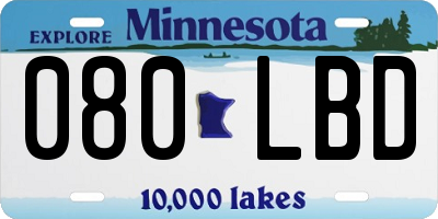 MN license plate 080LBD