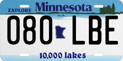 MN license plate 080LBE