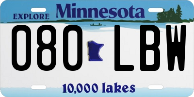 MN license plate 080LBW