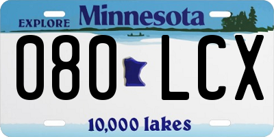 MN license plate 080LCX