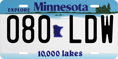 MN license plate 080LDW
