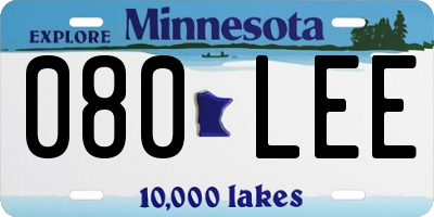 MN license plate 080LEE