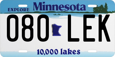 MN license plate 080LEK