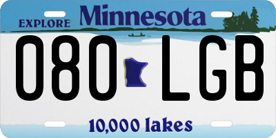 MN license plate 080LGB