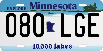 MN license plate 080LGE