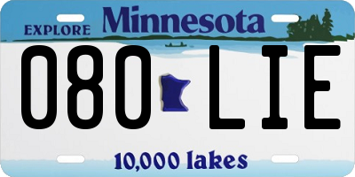 MN license plate 080LIE