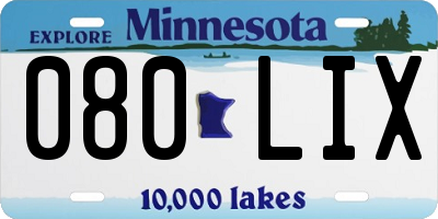 MN license plate 080LIX