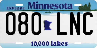 MN license plate 080LNC