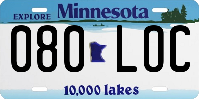 MN license plate 080LOC