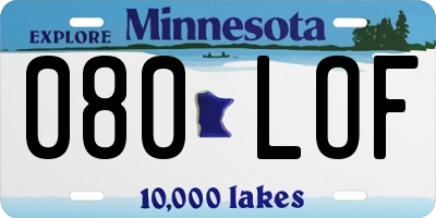 MN license plate 080LOF